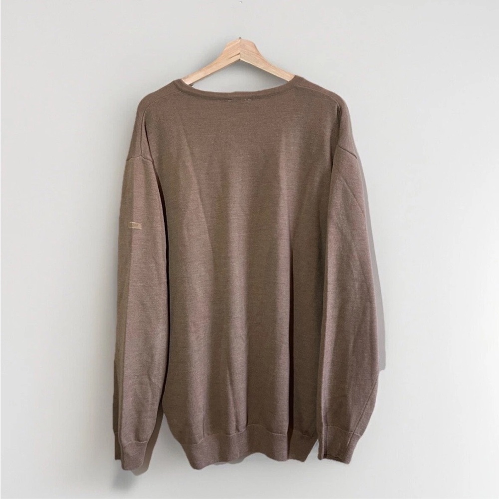 BRAX Feel Good Mens Merino Wool V Neck Sweater Size XL Tall - Brown Modern Fit - Picture 7 of 9